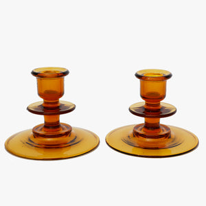 vintage amber glass candle holders