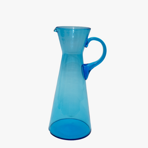 vintage tall turquoise blue pitcher