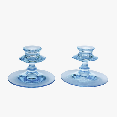 vintage Fostoria azure blue candle holders