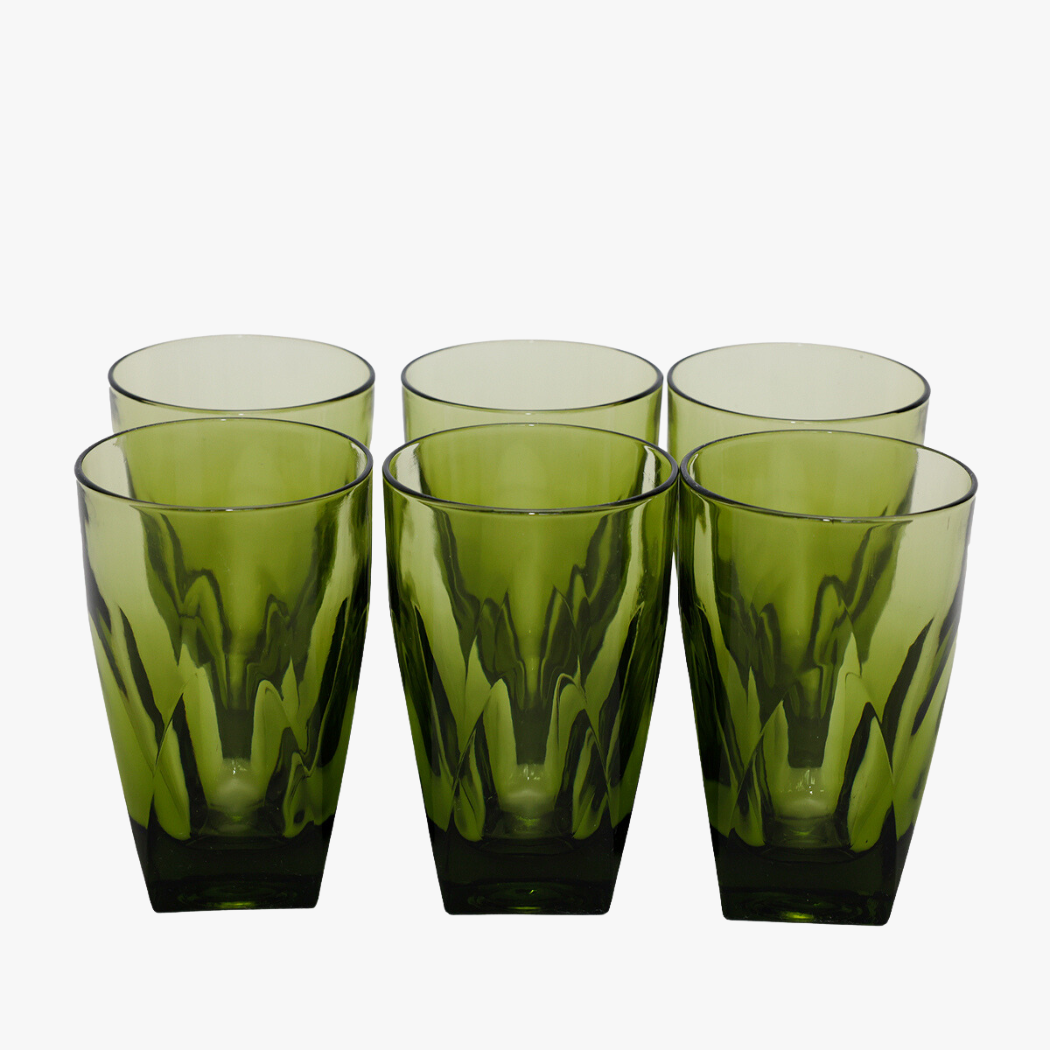 vintage deep green tumbler with square base