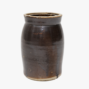 small brown antique canning crock