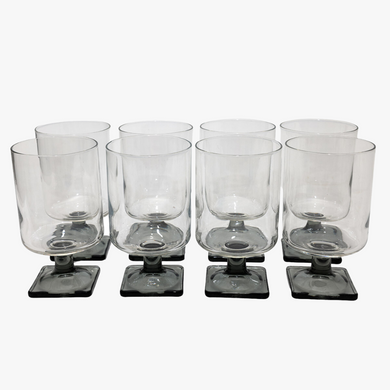 vintage Rosenthal linear smoke cocktail/wine glasses with grey square bottom