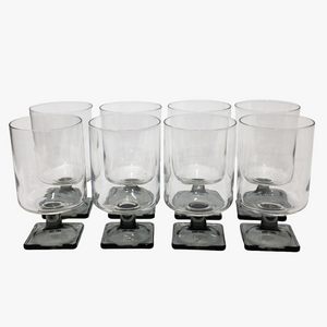 vintage Rosenthal linear smoke cocktail/wine glasses with grey square