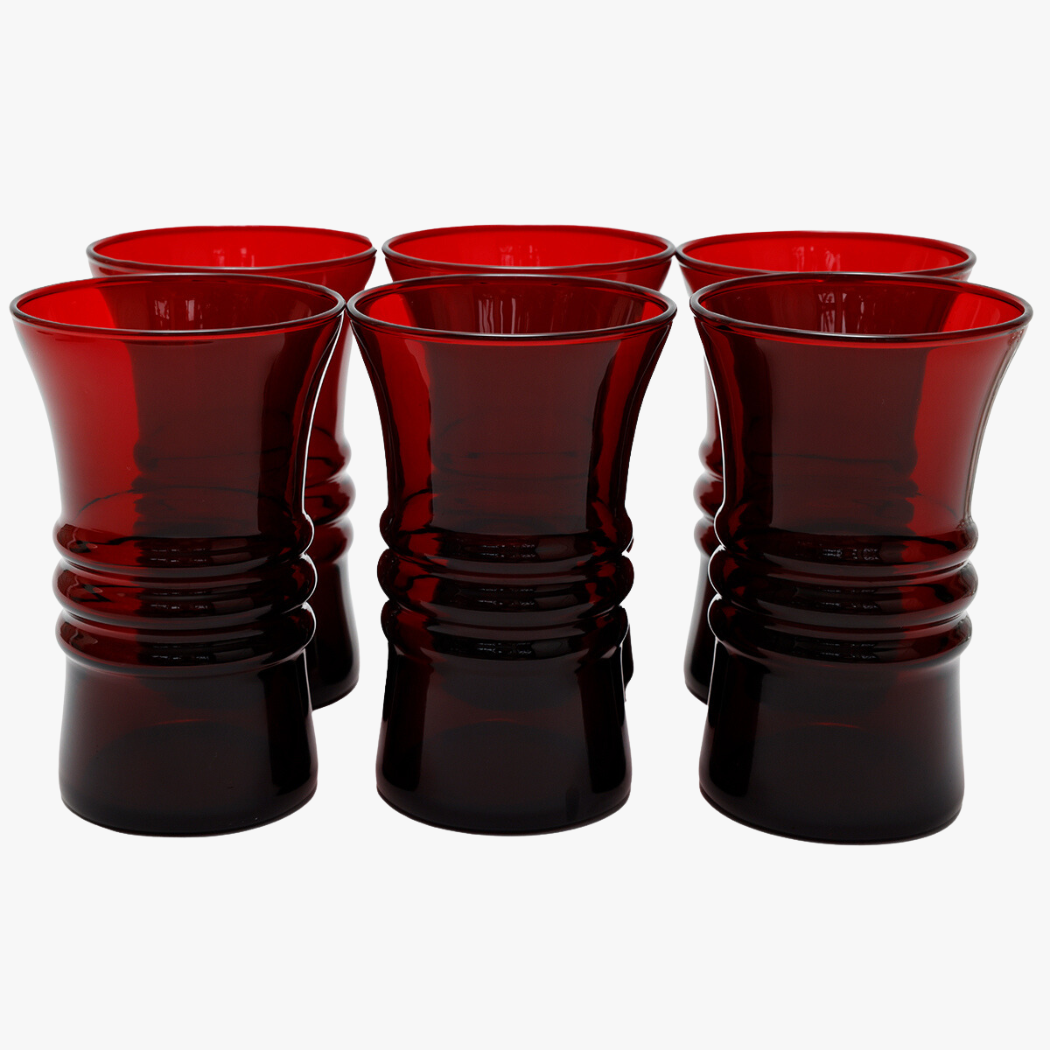 vintage ruby red ribbed tumbler