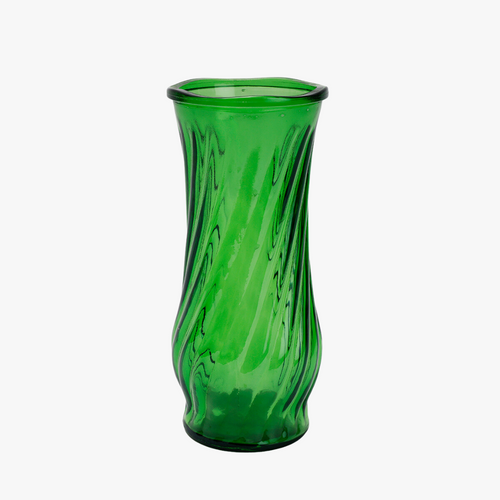 vintage pressed twist emerald glass vase