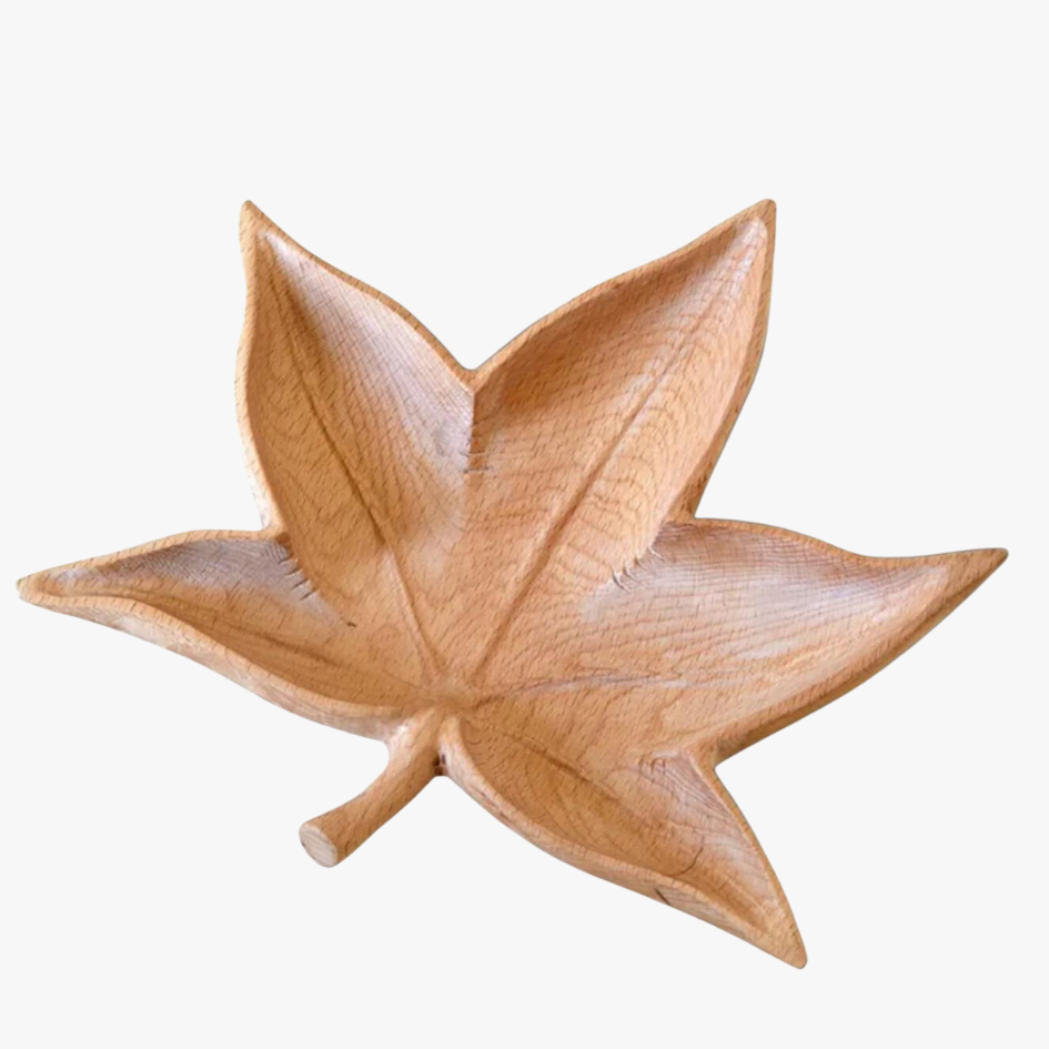 hand carved leaf bowl