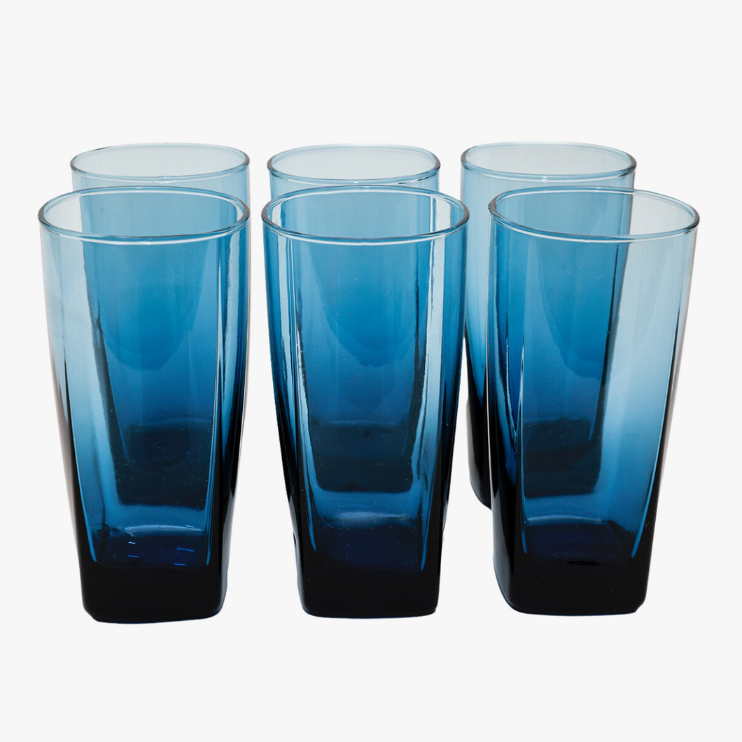 vintage deep blue tall drinking/cocktail glasses