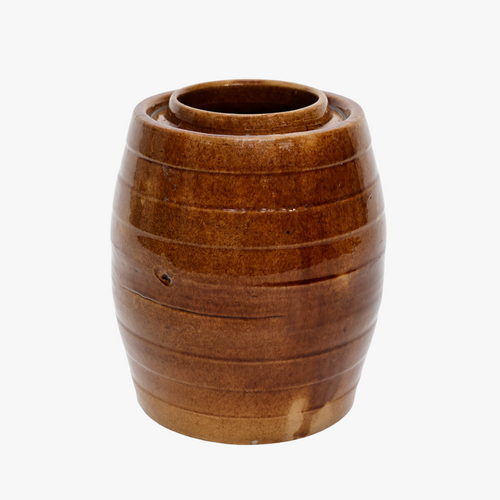 antique brown ribbed crock