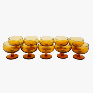 vintage dark amber coupe glasses