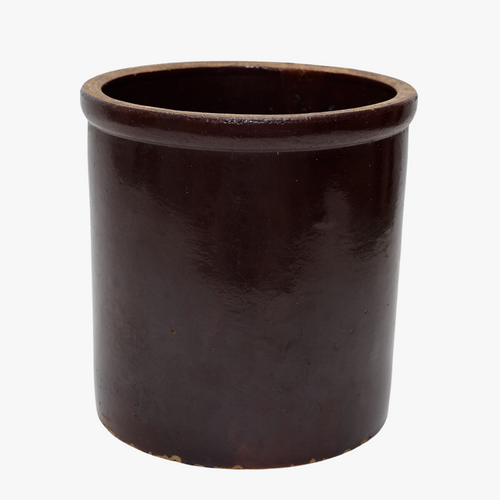 antique dark reddish brown crock