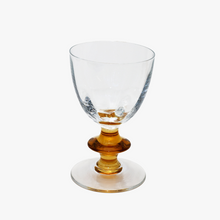 Load image into Gallery viewer, vintage crystal wine glasses with amber stem