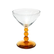 Load image into Gallery viewer, vintage martini/cocktail glasses with amber round bead stem