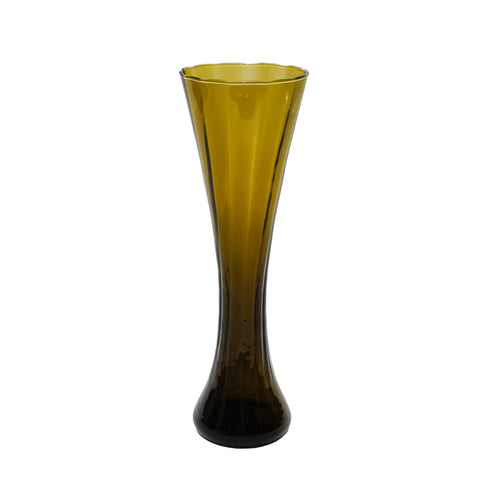 vintage MCM olive green handblown vase
