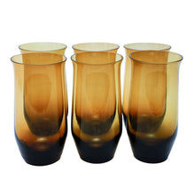 Load image into Gallery viewer, vintage deep amber Swedish tall tumbler glasses