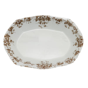vintage brown transferware oval serving dish