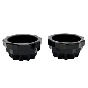 vintage black glass low candle holder