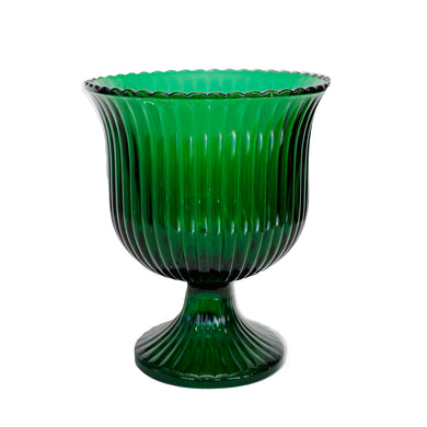 vintage green ribbed footed planter/vase