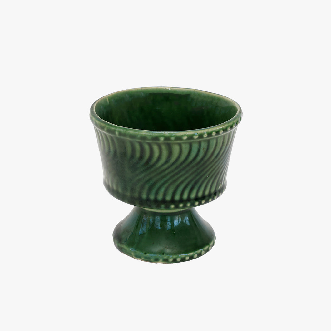 vintage small green McCoy pedestal planter