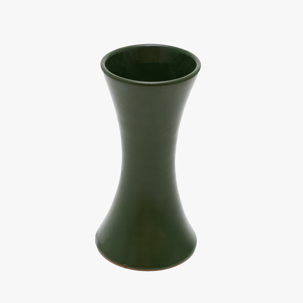 vintage fluted racing green vase