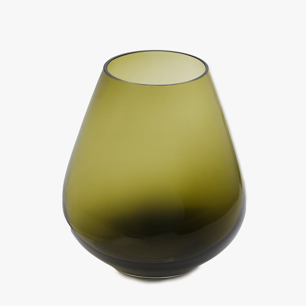 vintage olive green snifter vase