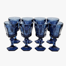 Load image into Gallery viewer, vintage dark blue pressed glass wine glass