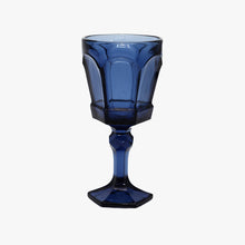 Load image into Gallery viewer, vintage dark blue pressed glass wine glass