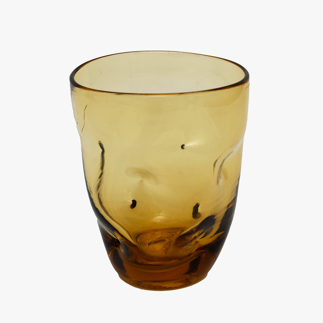 vintage amber mouthblown glass vase