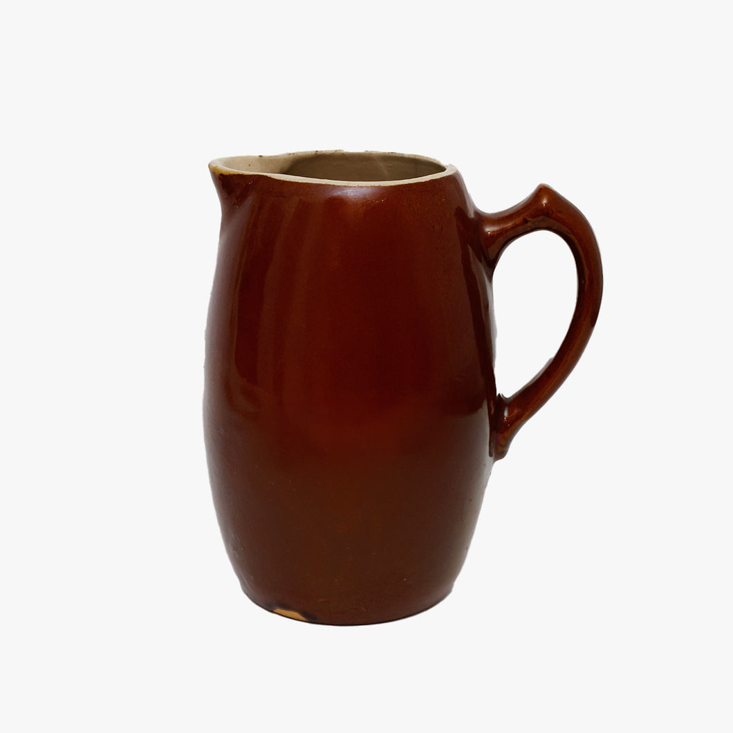 vintage brown stoneware pitcher