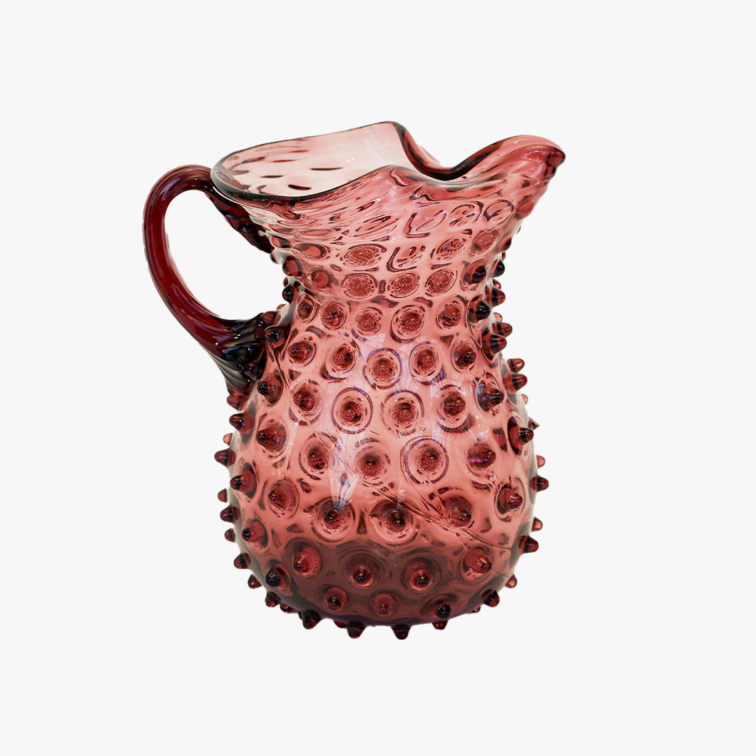 vintage raspberry hobnail pitcher