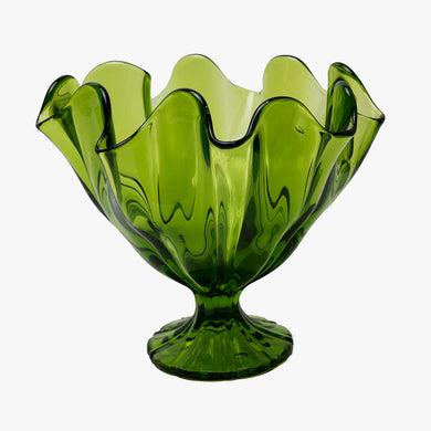 vintage green glass handkerchief vase