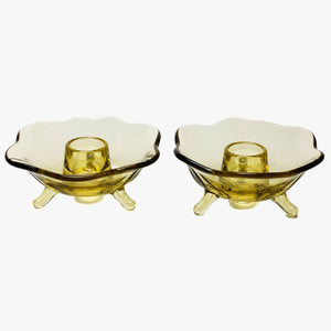 vintage citrine footed candle holders