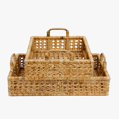 woven cane serving tray