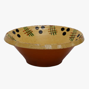 antique french bread bowl with lines and circles