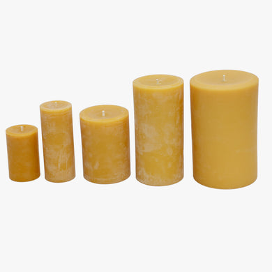 beeswax pillar candles, raw