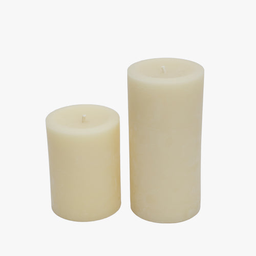 beeswax pillar candles, ivory