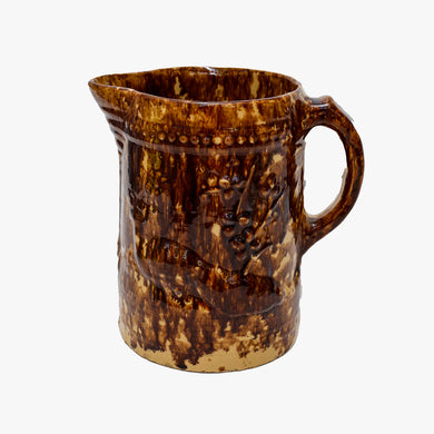 vintage brown and gold spongeware pitcher
