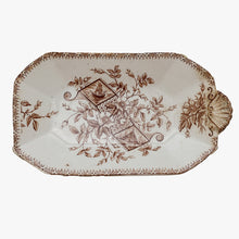 Load image into Gallery viewer, antique small brown transferware rectangular plate