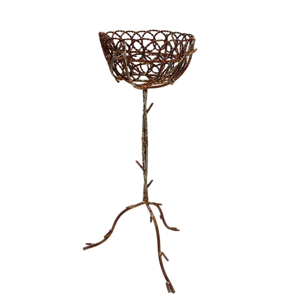 vintage metal faux bois planter