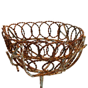 vintage metal faux bois planter