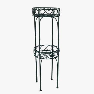 vintage 2-tiered deep green plant stand