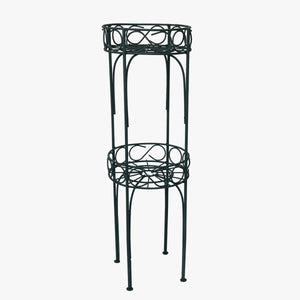 vintage 2-tiered deep green plant stand