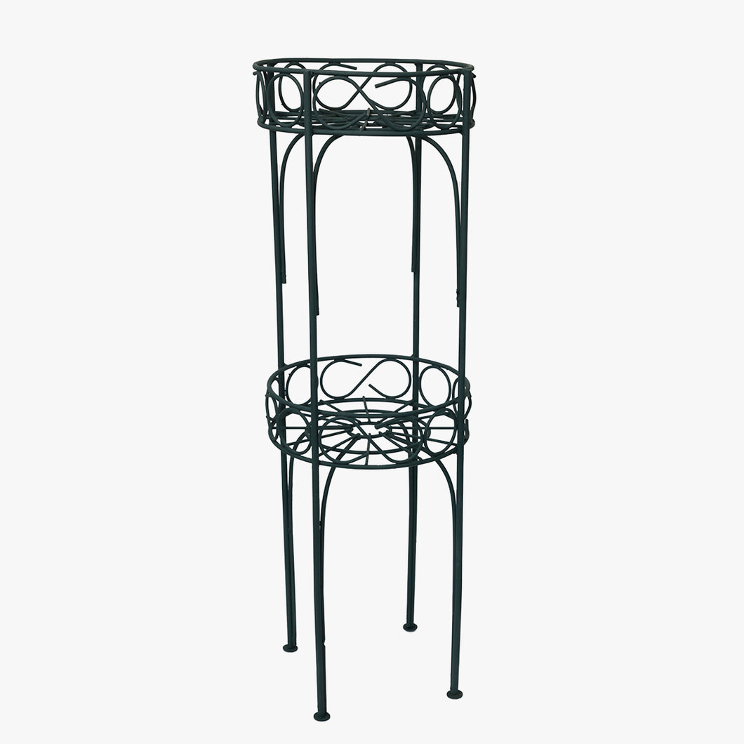 vintage 2-tiered deep green plant stand