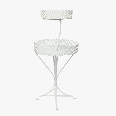 vintage white 2-tiered metal plant stand