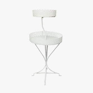 vintage white 2-tiered metal plant stand
