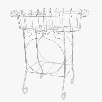 vintage white painted metal plant stand