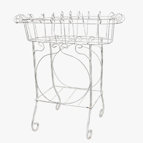 vintage white painted metal plant stand