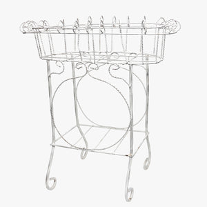 vintage white painted metal plant stand