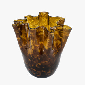 vintage tortoise shell ruffle edge vase