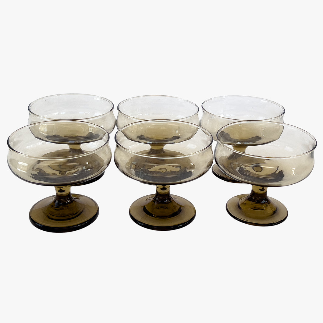 vintage brown champagne coupes