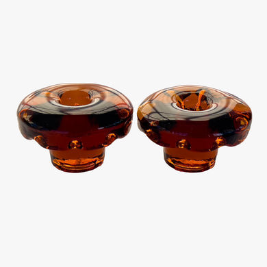vintage hand blown deep amber candle holders